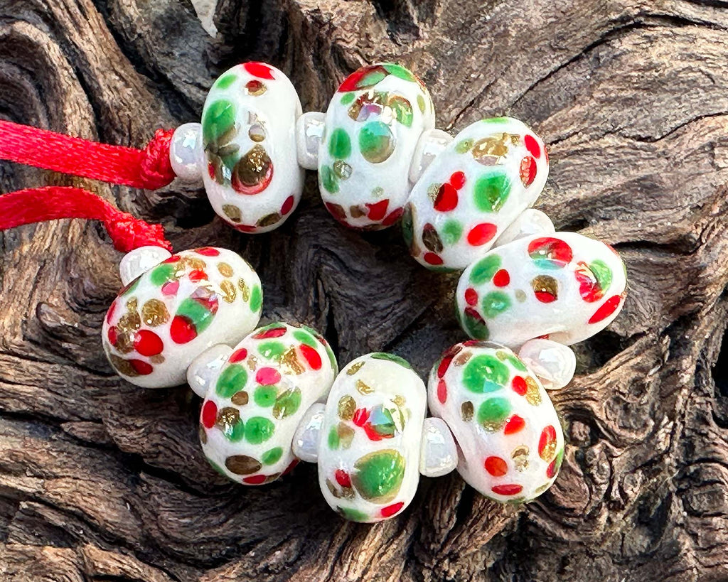 Christmas lampwork beads
