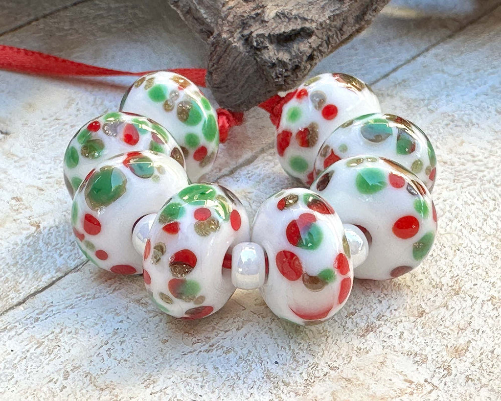Christmas lampwork beads