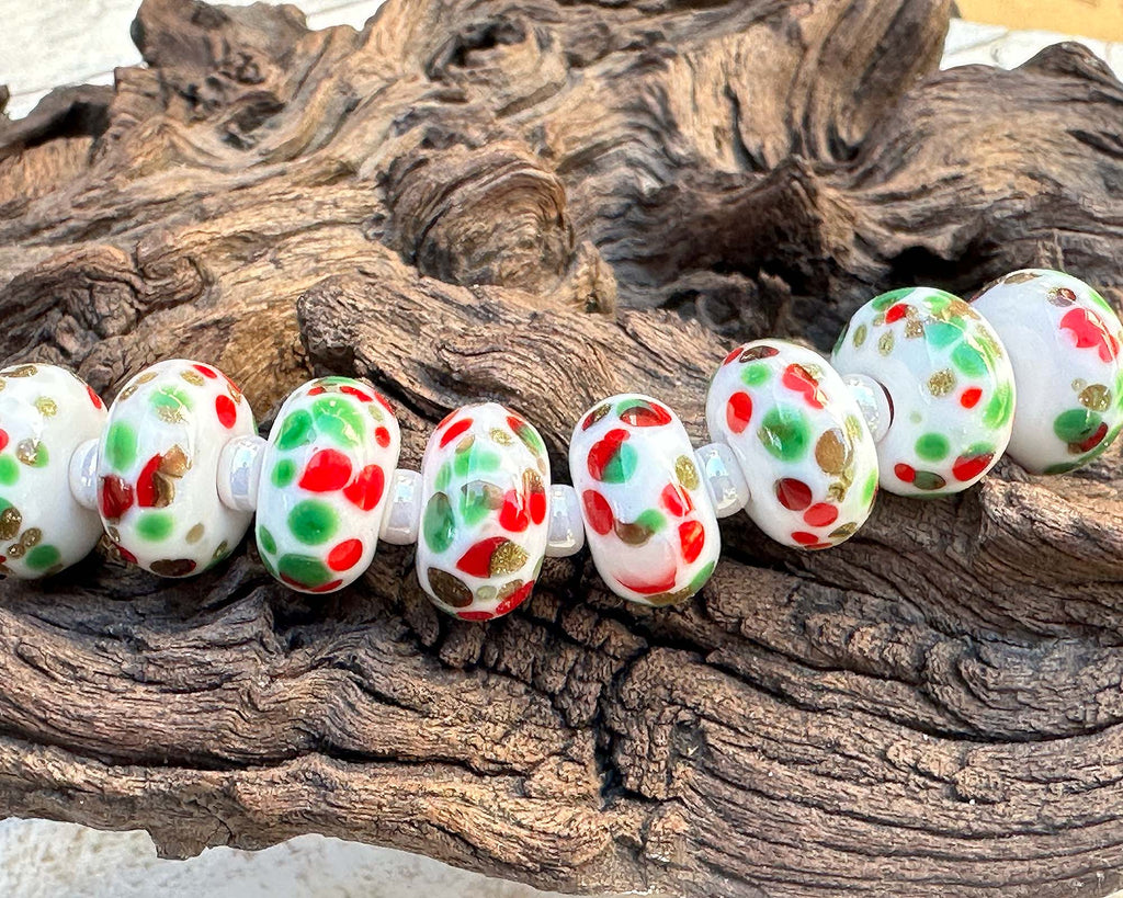 Christmas lampwork beads