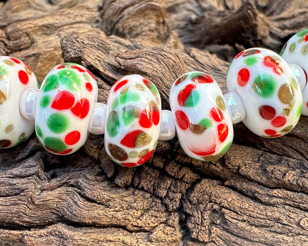 Christmas lampwork beads