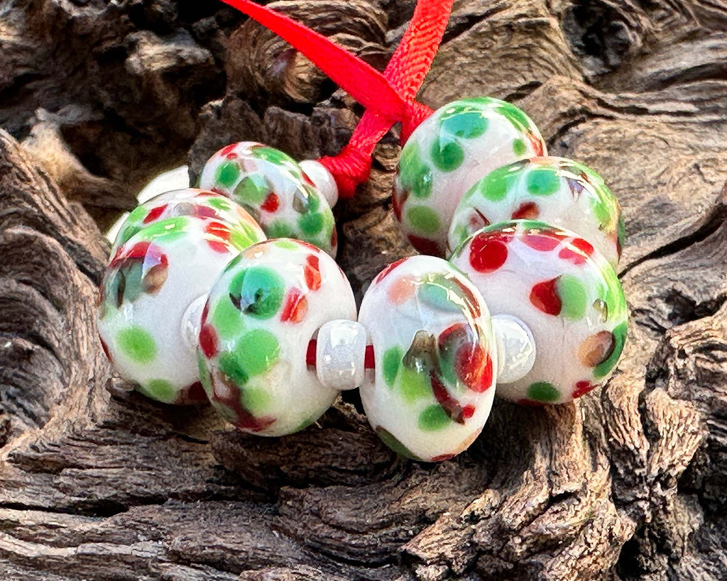 Christmas lampwork beads