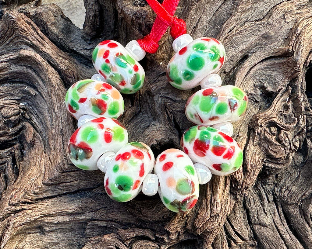 Christmas lampwork beads