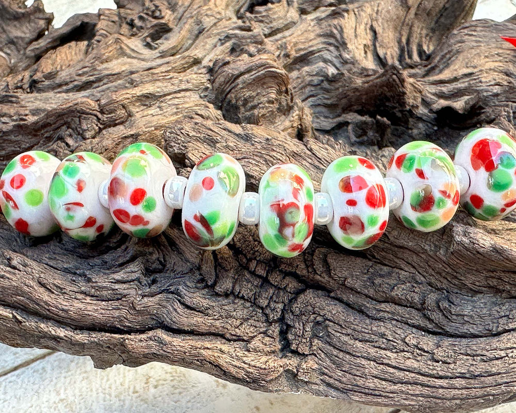 Christmas lampwork beads