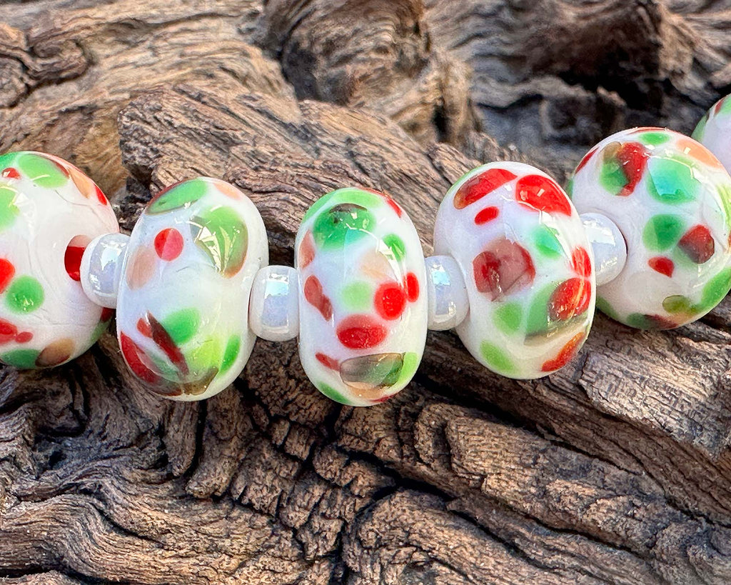 Christmas lampwork beads