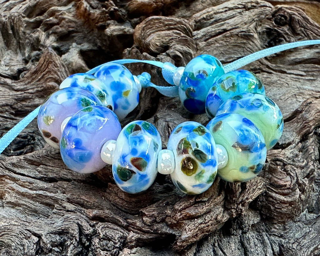 blue lampwork beads