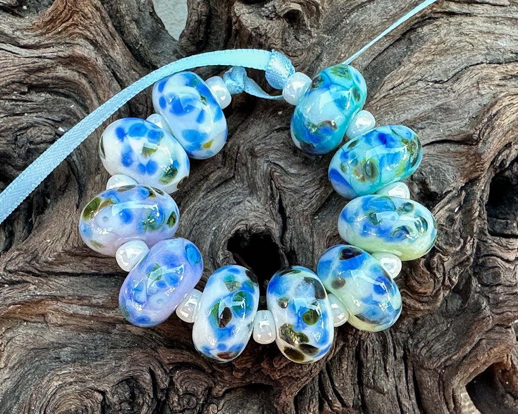 blue lampwork beads