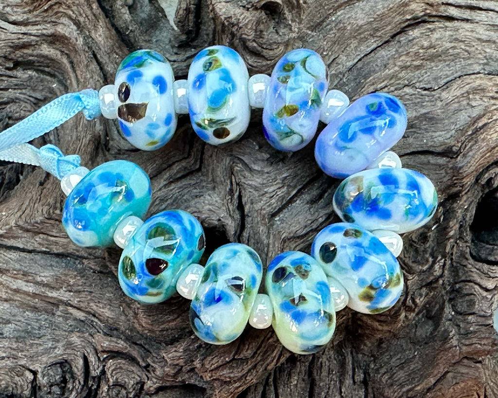 blue lampwork beads
