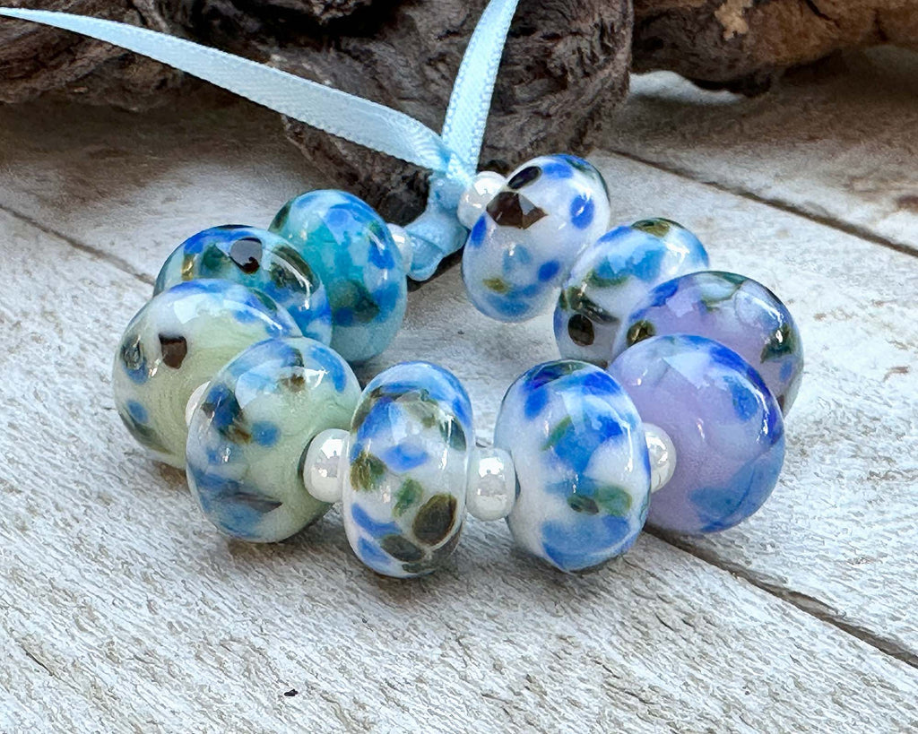 blue lampwork beads