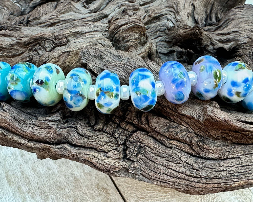 blue lampwork beads