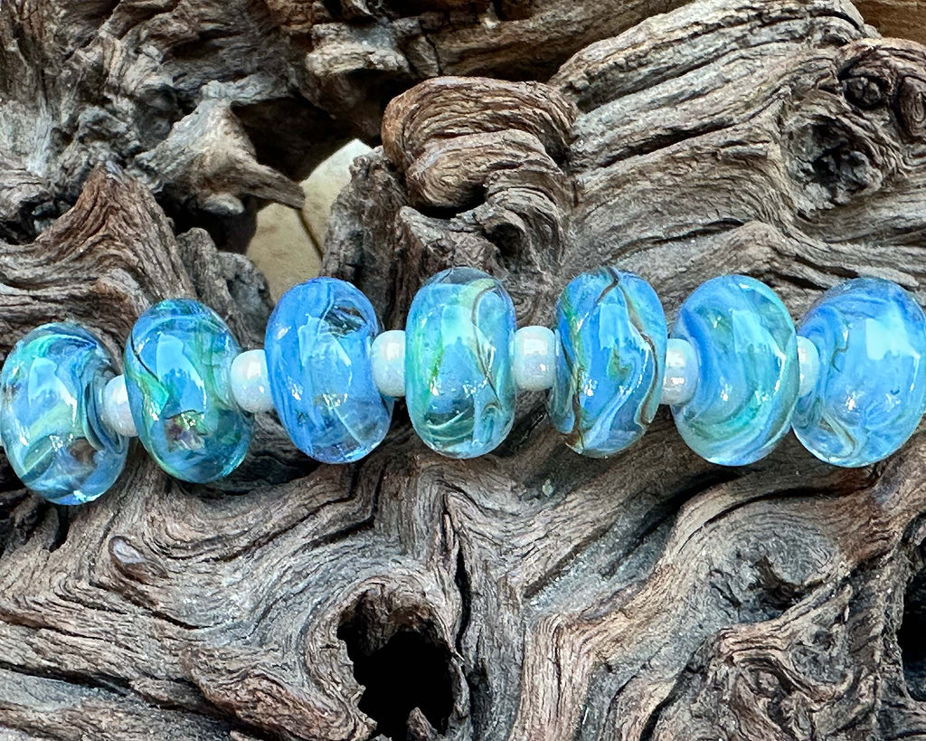 blue lampwork beads