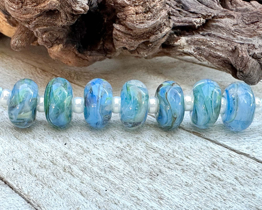 blue lampwork beads