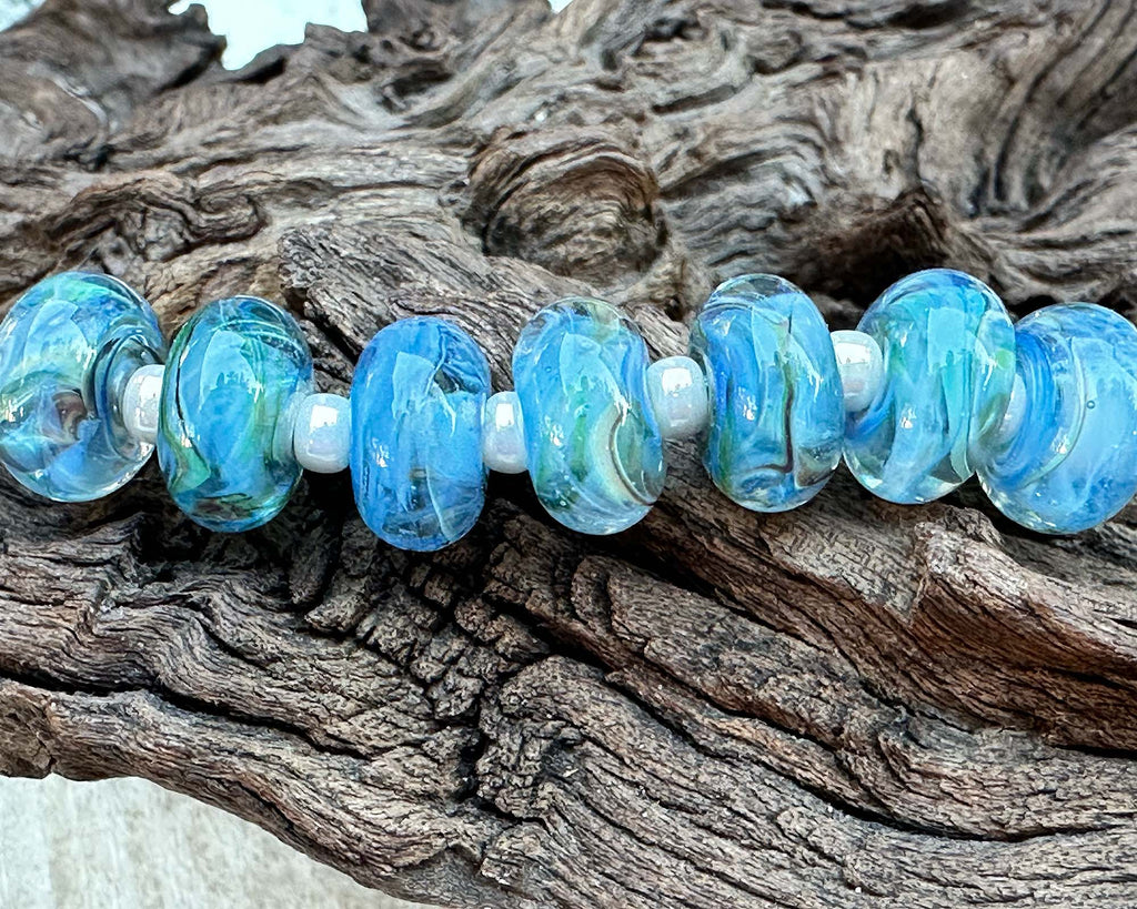 blue lampwork beads