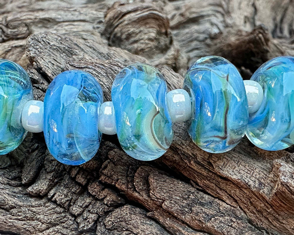 blue lampwork beads