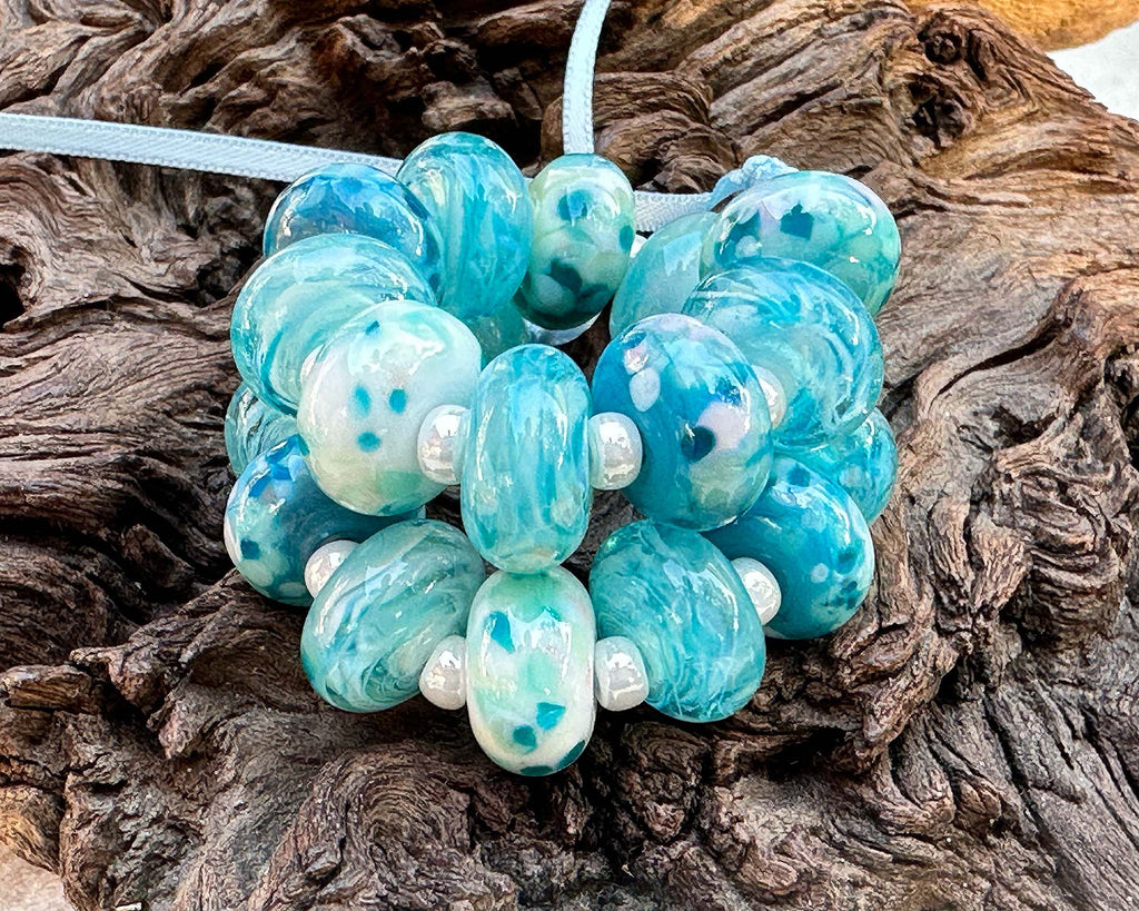 tiffany blue lampwork beads