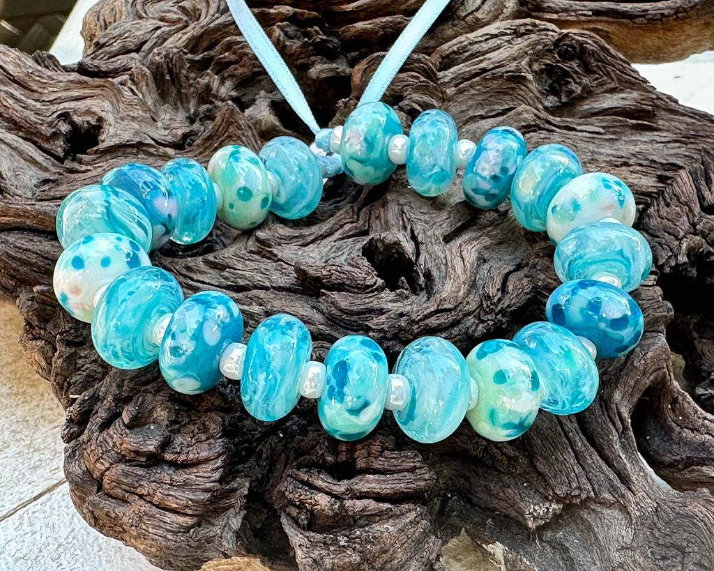 tiffany blue lampwork beads
