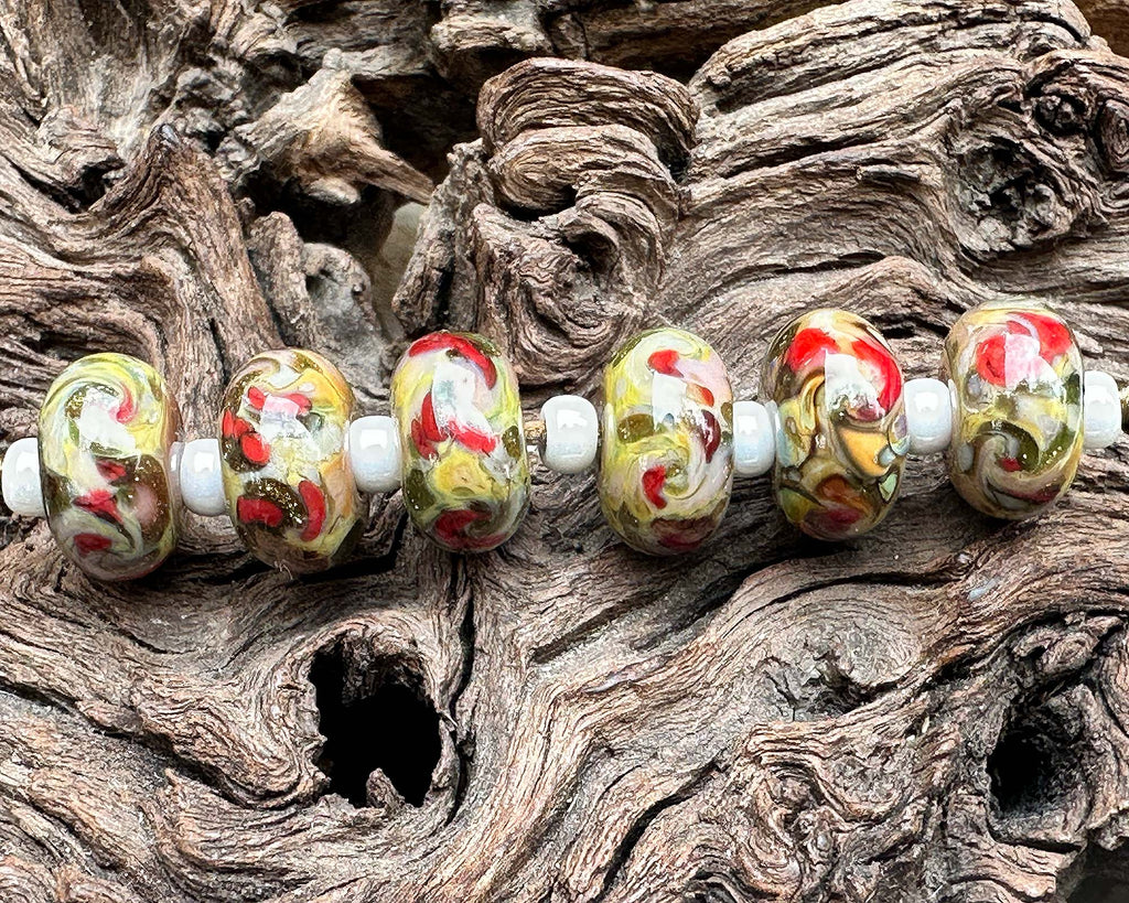 red lampwork beads