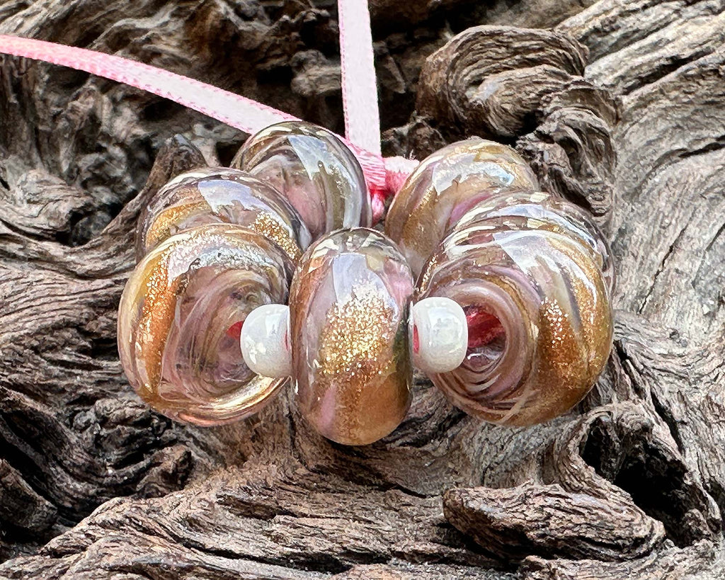 pink lampwork beads