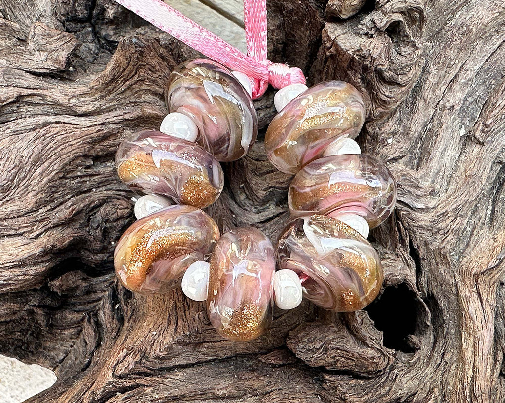 pink lampwork beads