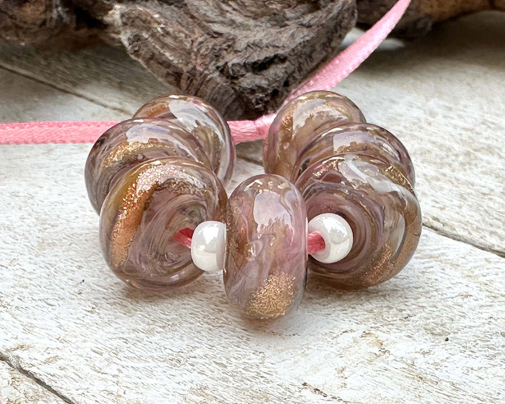 pink lampwork beads