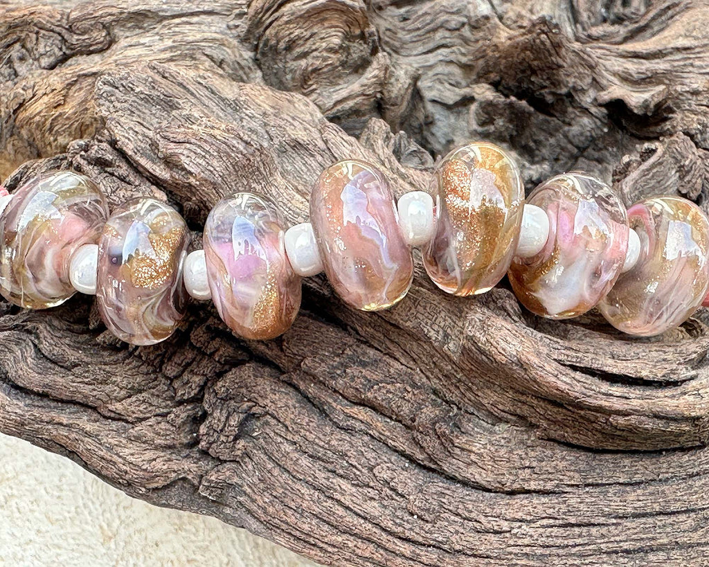pink lampwork beads