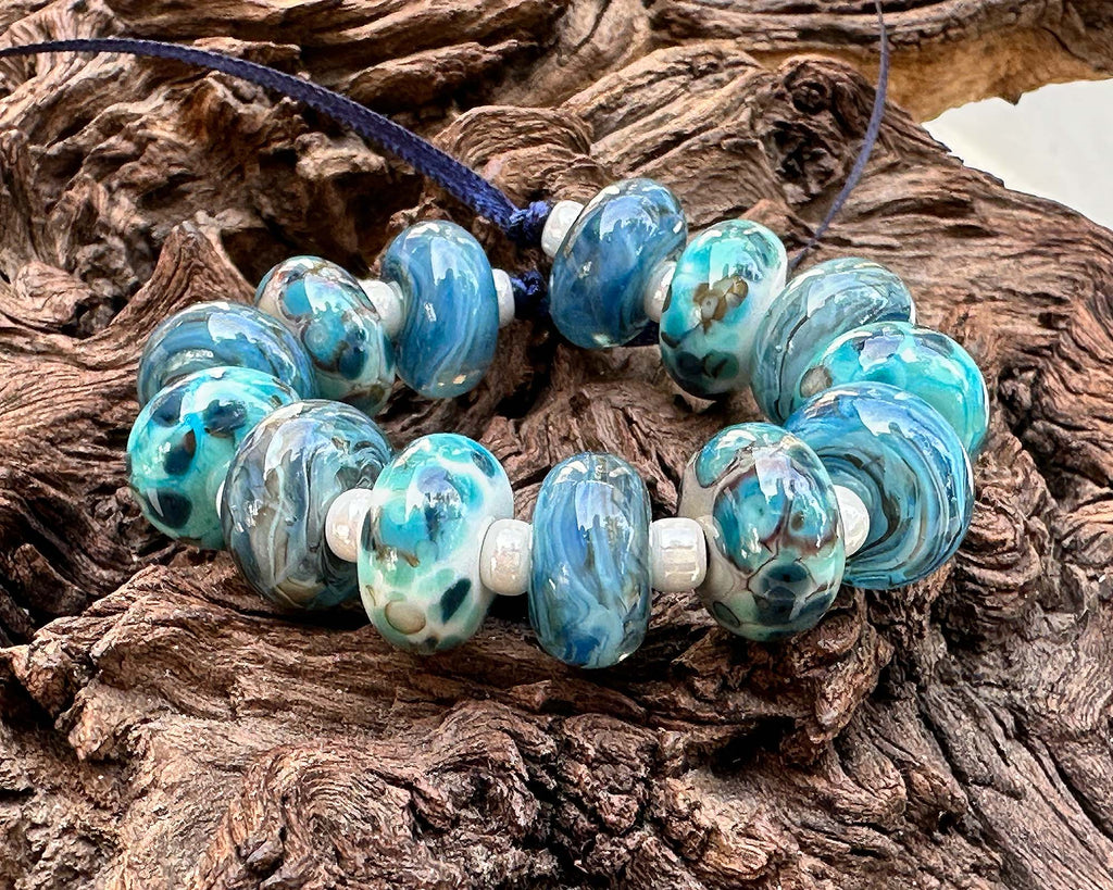 blue lampwork beads