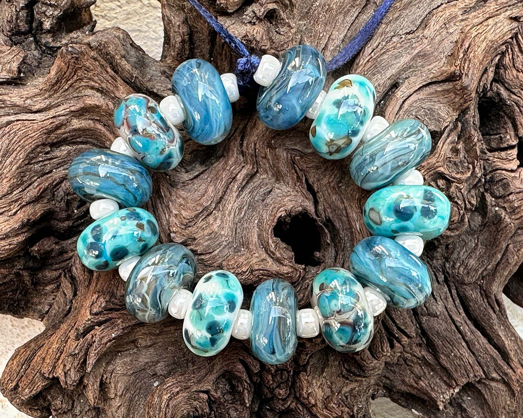 blue lampwork beads
