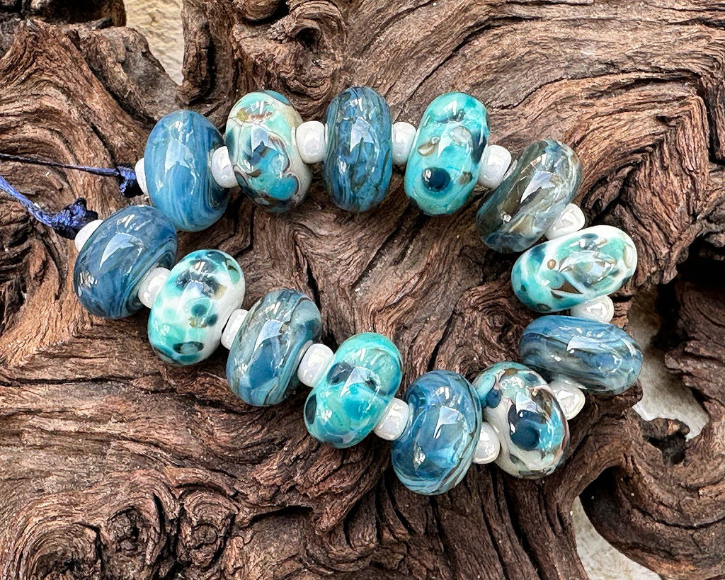 blue lampwork beads