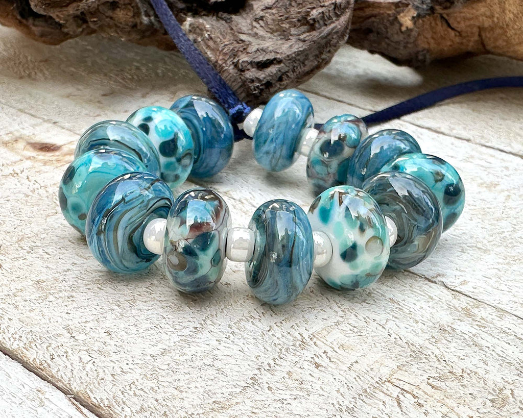 blue lampwork beads
