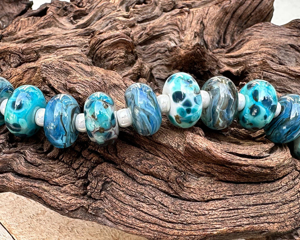 blue lampwork beads