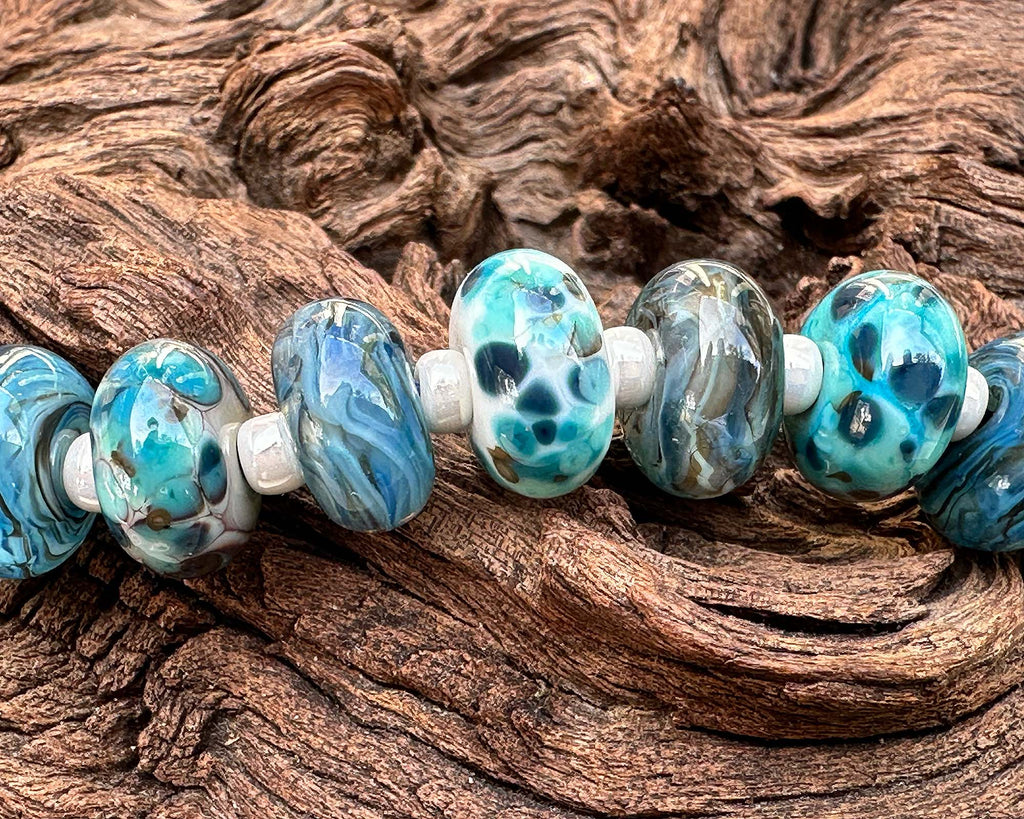 blue lampwork beads