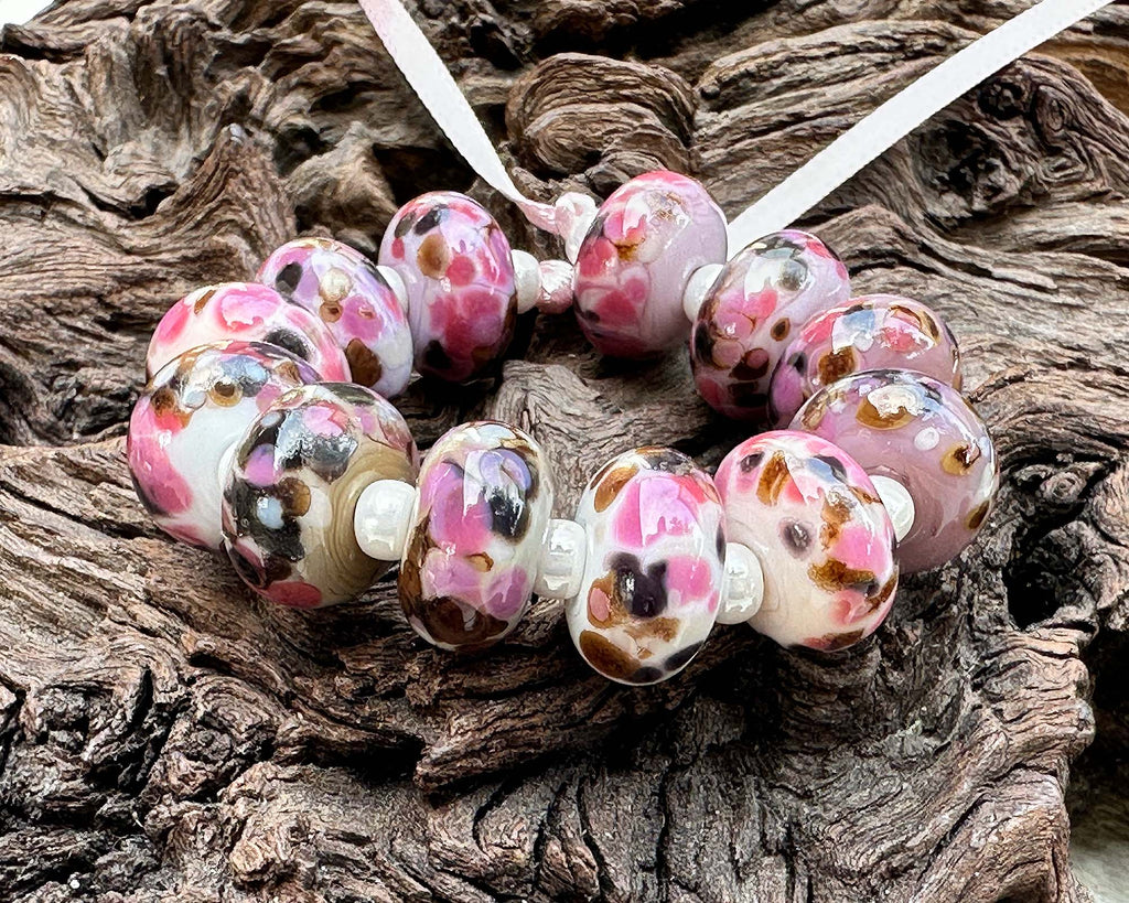 pink lampwork beads