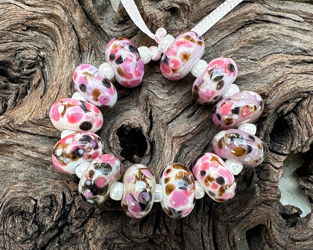 pink lampwork beads