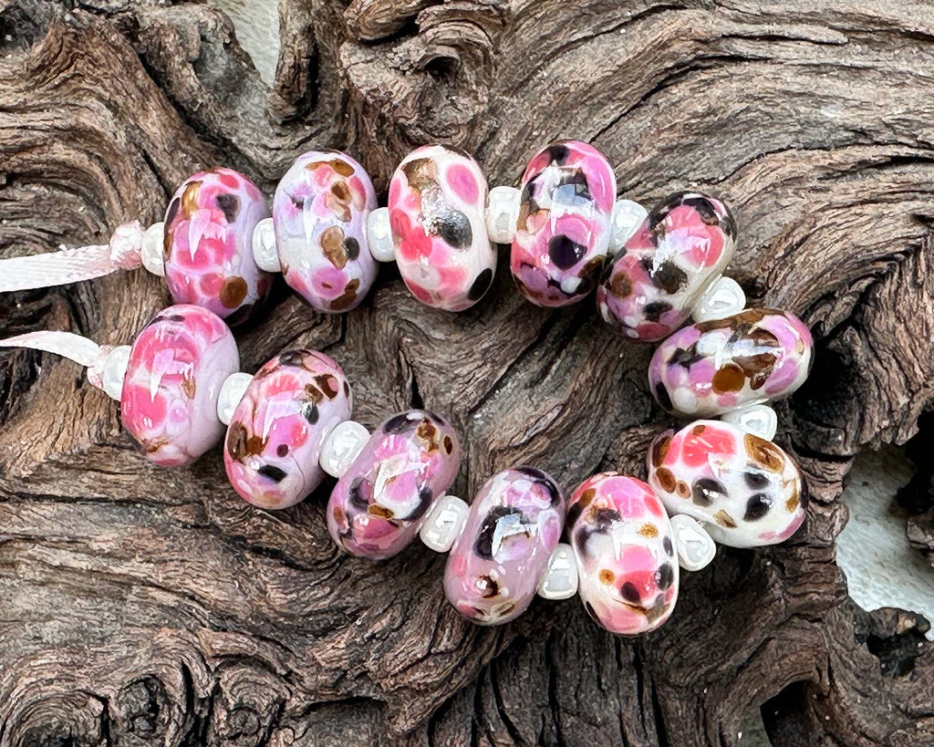 pink lampwork beads