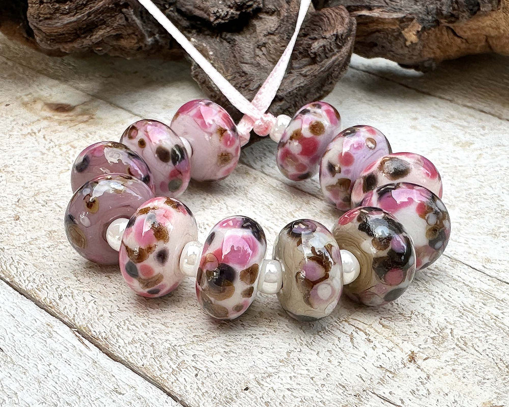 pink lampwork beads