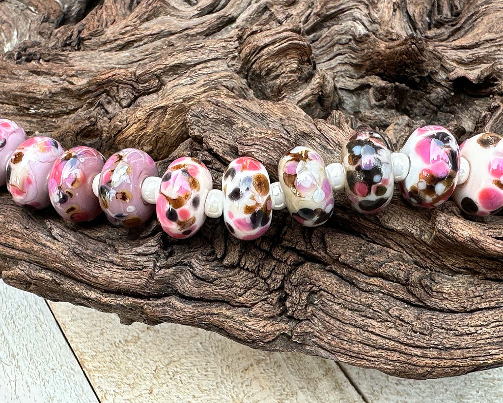 pink lampwork beads