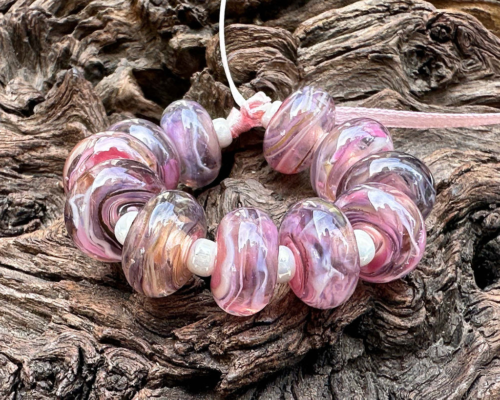 pink lampwork beads