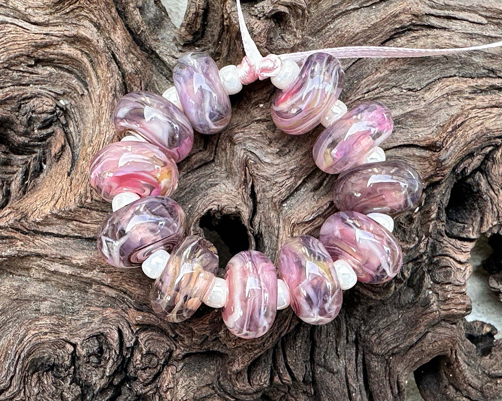 pink lampwork beads
