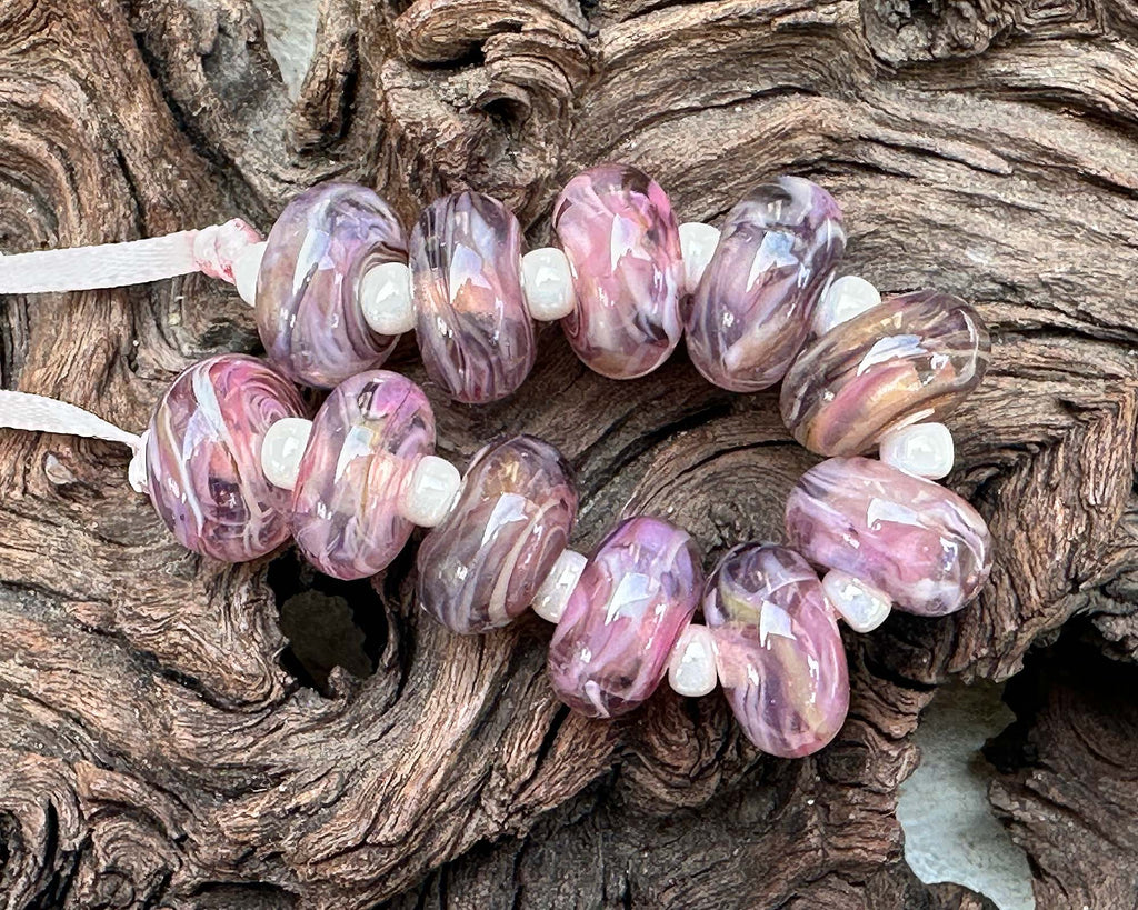 pink lampwork beads