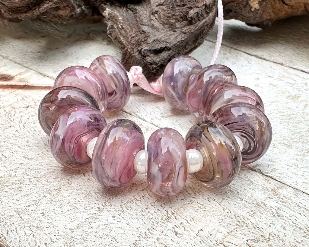 pink lampwork beads