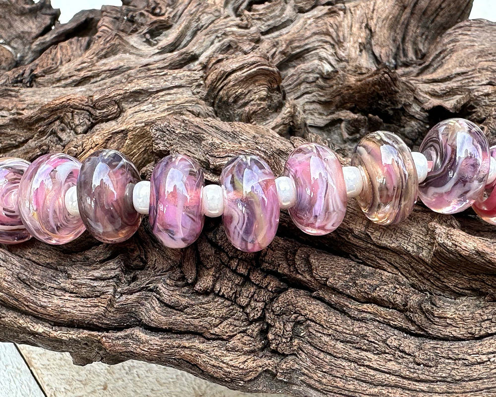 pink lampwork beads