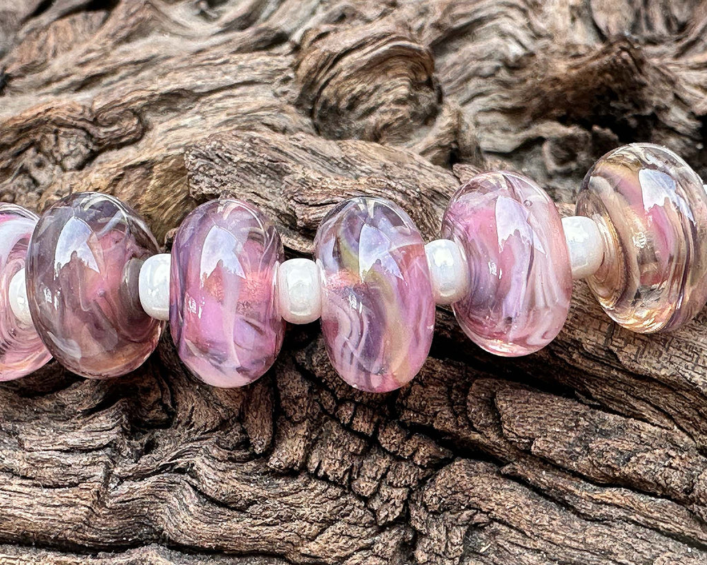 pink lampwork beads