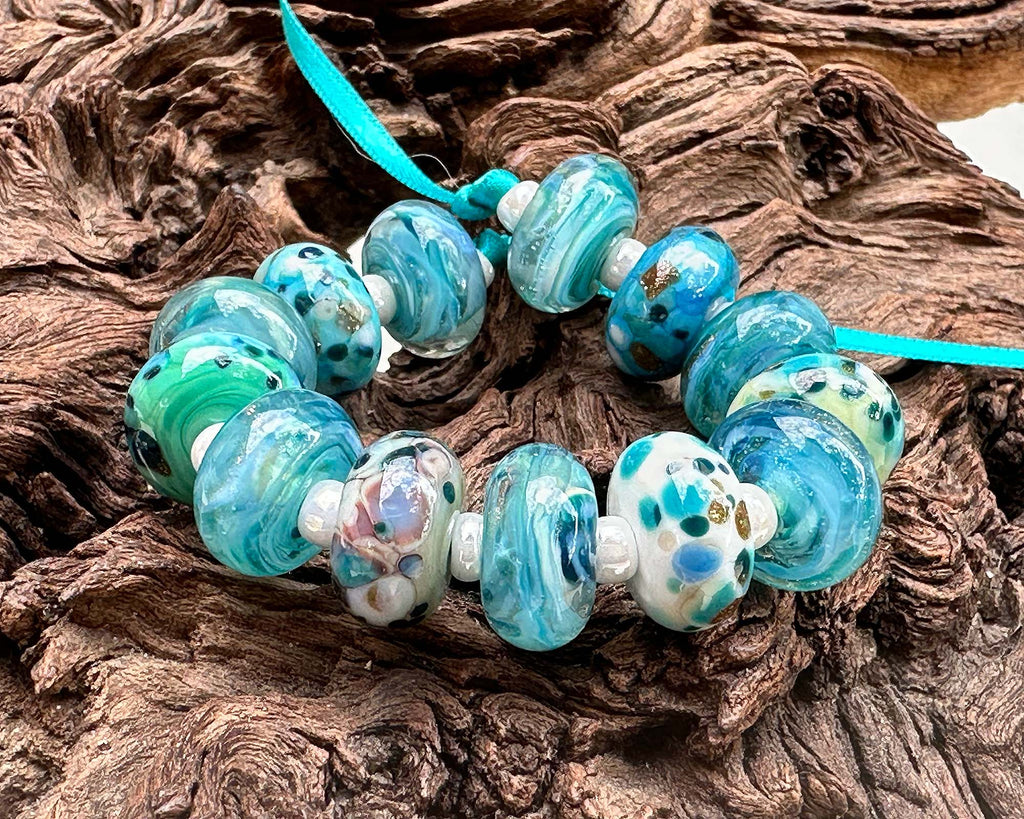 blue lampwork beads