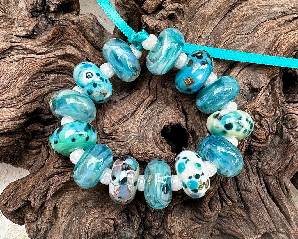 blue lampwork beads