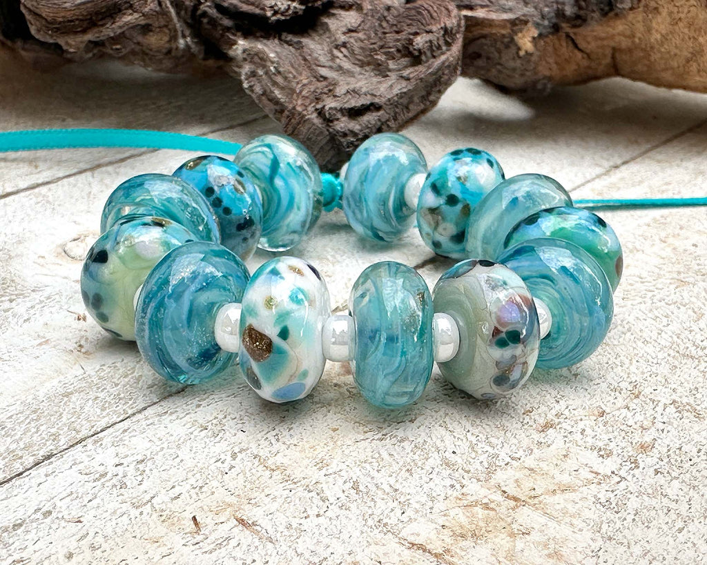 blue lampwork beads