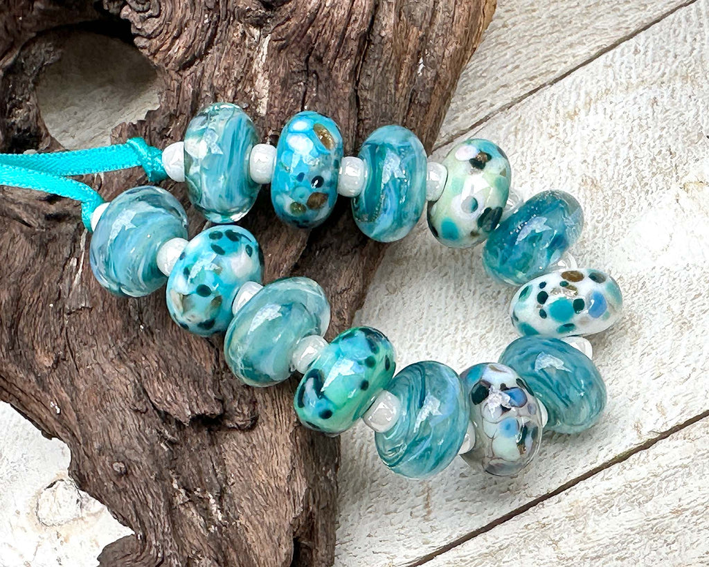 blue lampwork beads