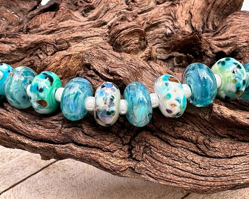 blue lampwork beads
