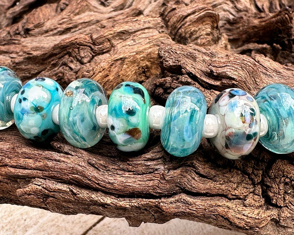 blue lampwork beads