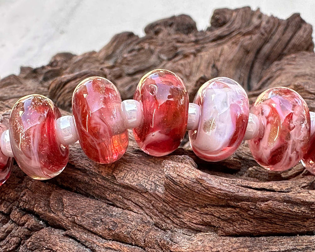 pink lampwork beads