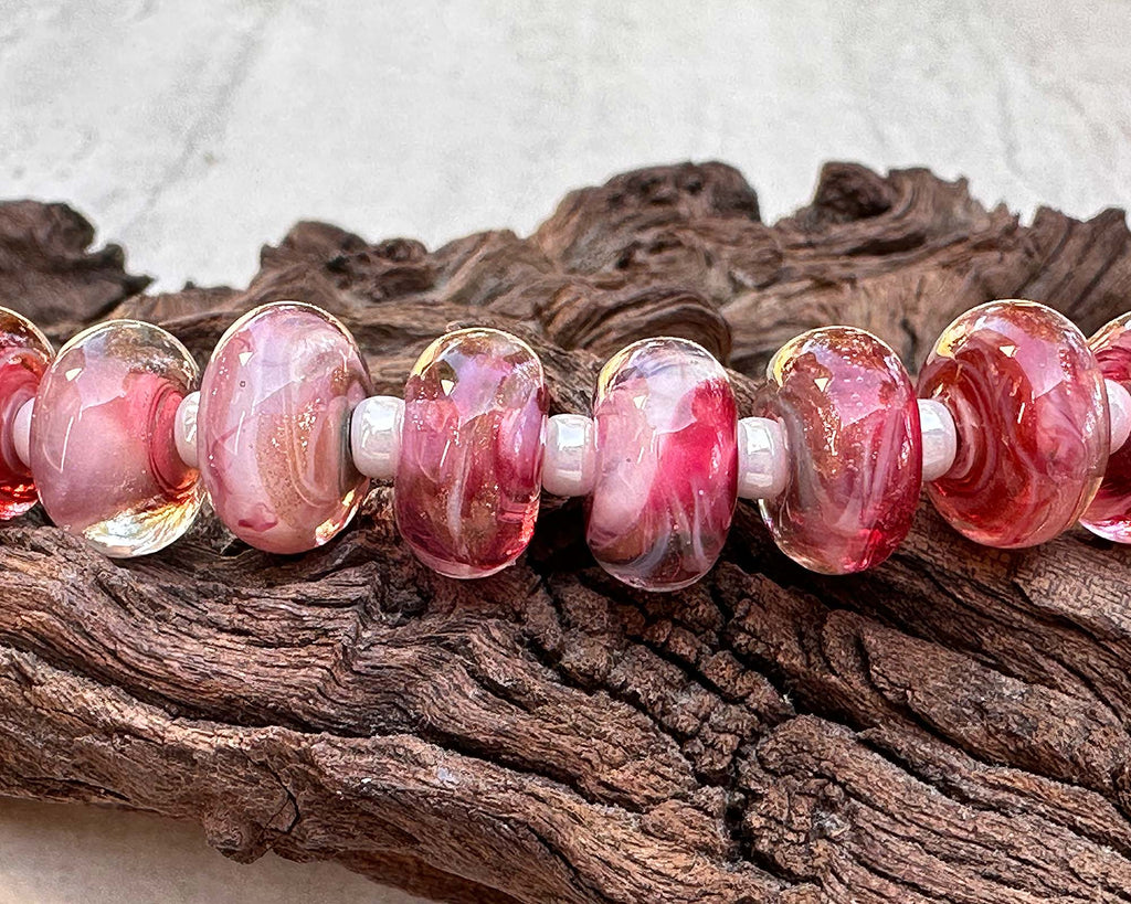 pink lampwork beads