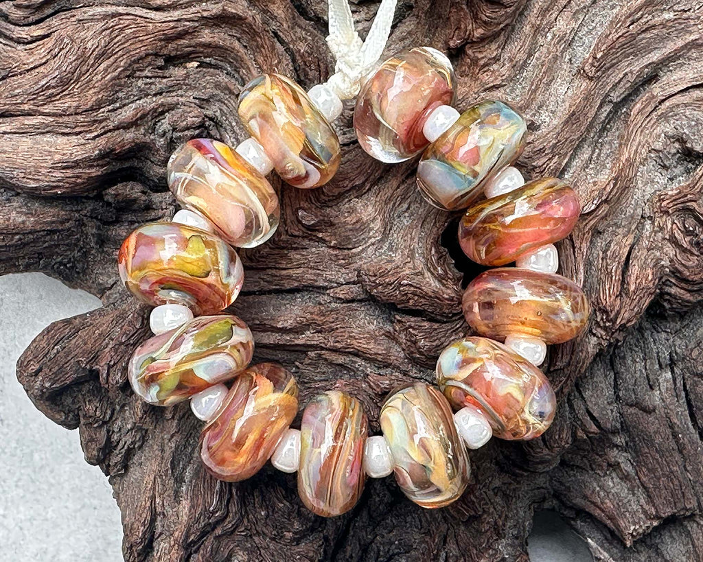pink lampwork beads